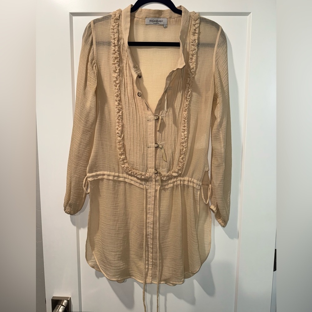 Yves Saint Laurent Sheer Beige Blouse